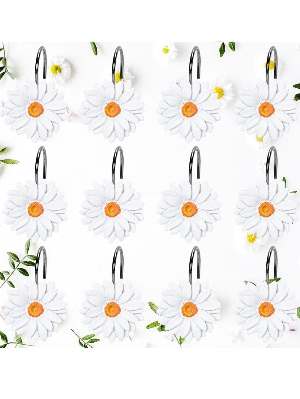 NEW! Daisy Shower Curtain Hooks Set Of 12